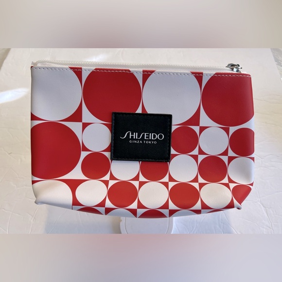 SHISEIDO Ginza TOKYO Red/White with Zipper Cosmetic Makeup Bag NWOT - Picture 1 of 3